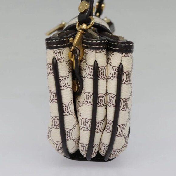 CELINE Macadam Canvas Accessory Pouch PVC Leather White Gold Auth 93826AV - Picture 6 of 14